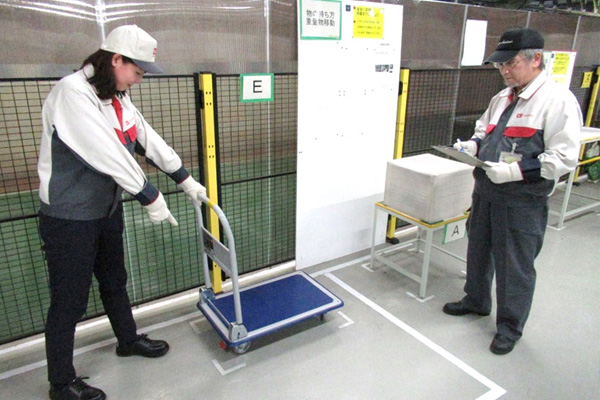 Training on proper use of a work trolley
