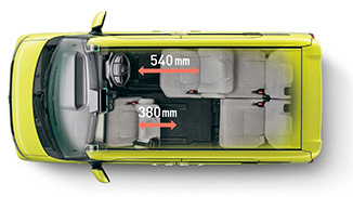 Sliding distances of the driver’s and frontpassenger’s seats